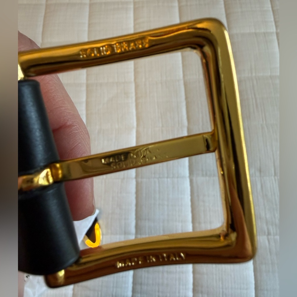 NWT Freda Salvador Randy Belt, black calf with gold hardware, size 0/1 - Picture 4 of 7
